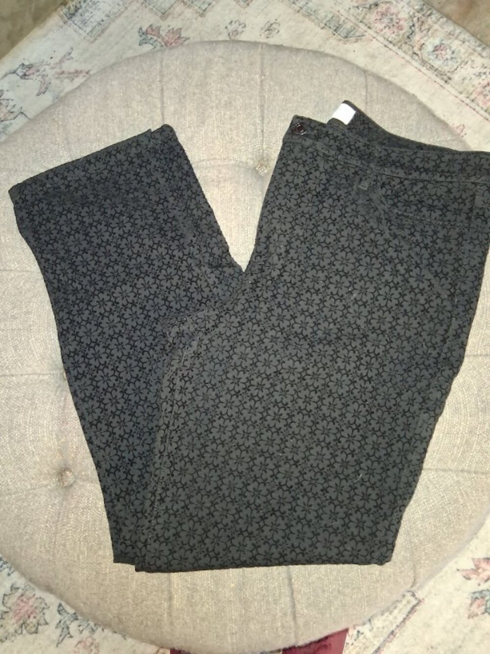 Talbots Black Velvet Embossed Stretch Jeans Sz 14